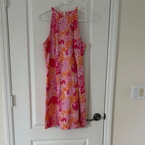Vibrant Pink and Orange Sleeveless Dress